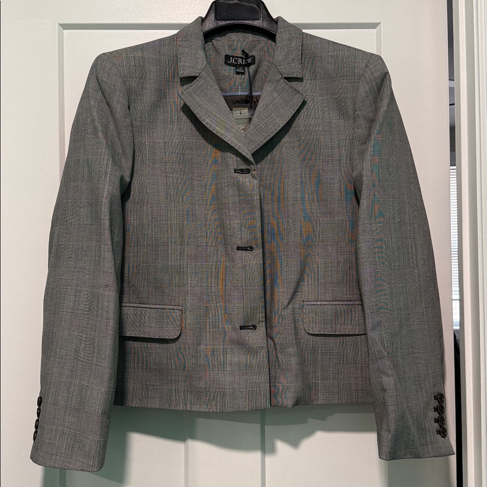 NWT J. Crew Cropped Lady Blazer in Plaid Italian Gauzy Wool Blend - Picture 4 of 14